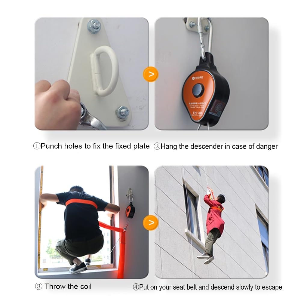 Kit de escape contra incendios cuerda de descenso 2-33 pisos seguridad hogar