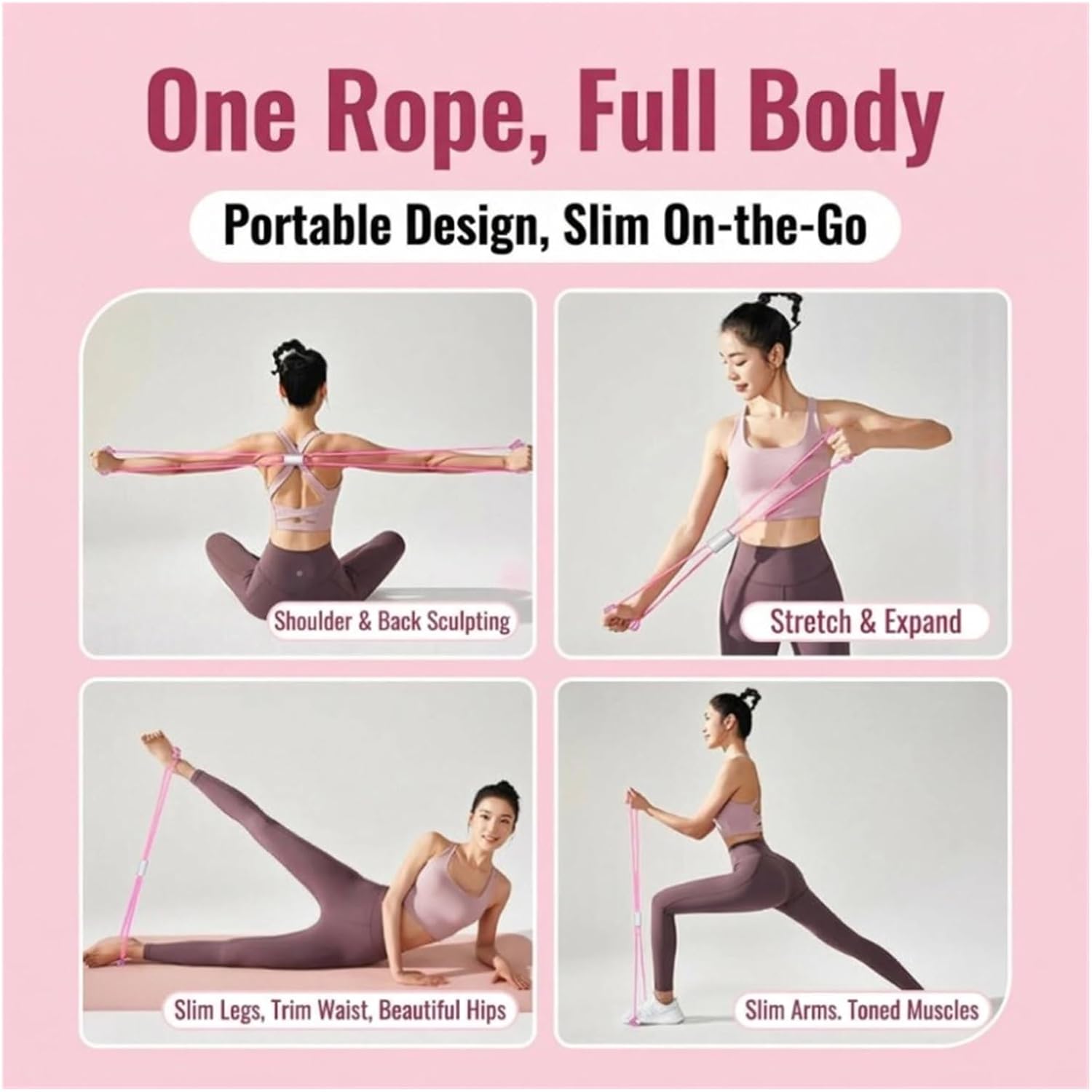 2-in-1 Multifunction Pedal Resistance Bands with Handles, 6-Tube Upgrade Foot Puller & Figure 8 Band Set, Arm Resistance Bands, At Home Exercise Equipment for Leg Exercise, Pilates and Body Stretching
