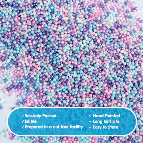 Image of Mermaid Nonpareils Sprinkles,Edible Blue Purple Pink Sprinkle for Cake