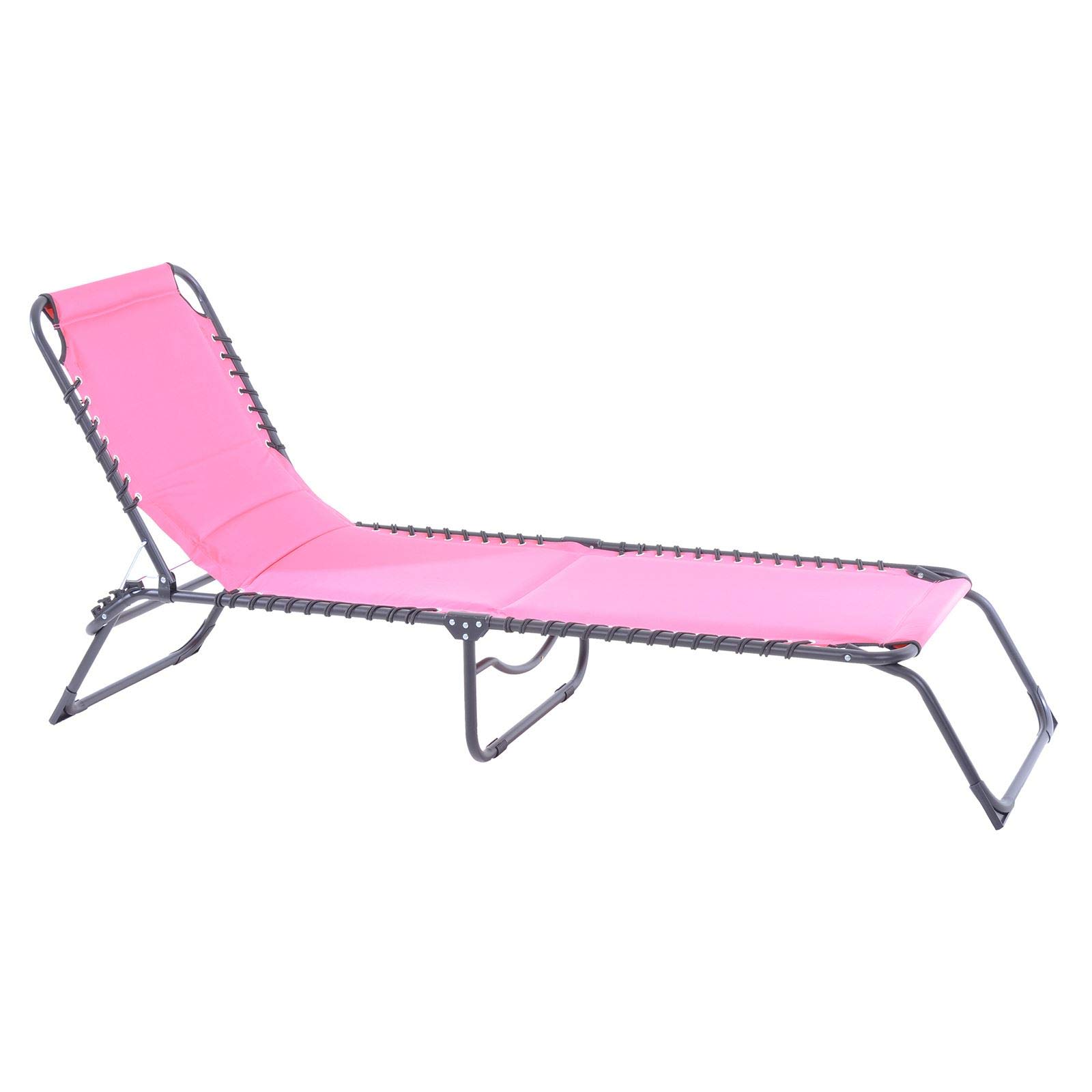 Azuma Sun Lounger Pink Padded Garden Seat Folding Relaxer Chair