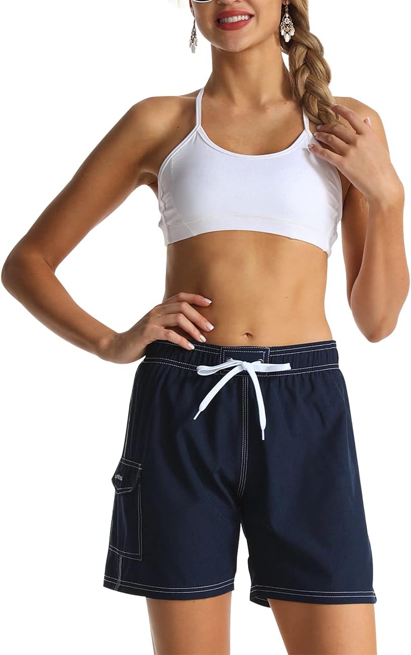 unitop Womens Bathing Boardshorts Swim Shorts Quick Dry with Lining