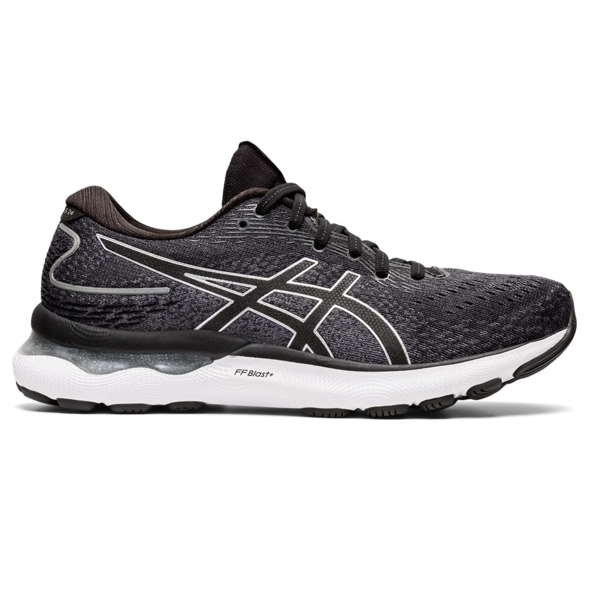 Women's Gel-Nimbus 24 Running Shoes, 5, Black/Pure Silver