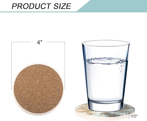 Miniatura 2 de Lahome - Juego de portavasos con diseño de mármol, diseño redondo, con piedra de cerámica y base de corcho para tazas y tazas Azul,Lavanda,Verde