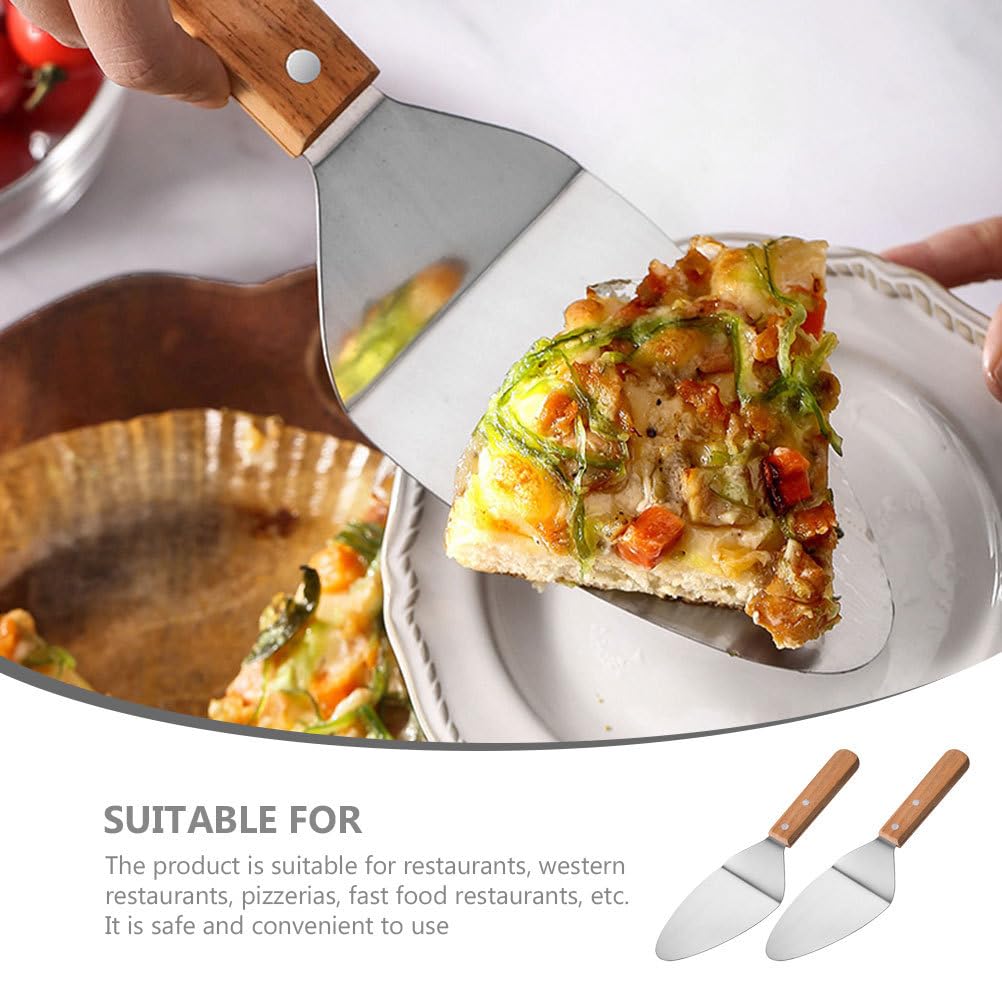 2 unids Pizza Servidor Pala Mango Antideslizante Plancha Espátula para Pastel de Queso Herramienta Portátil para Hornear Para Uso en el Hogar Restaurante 8