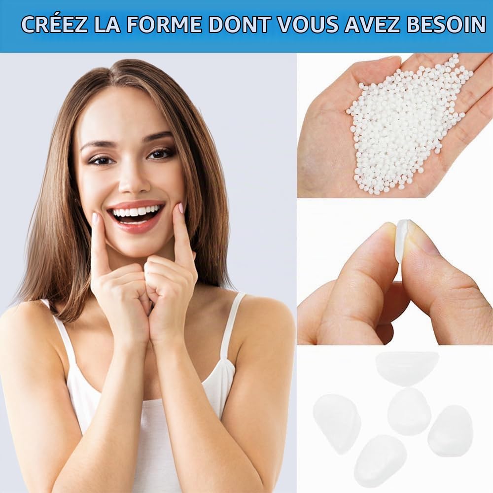 Kit de Réparation Dentaire, Pâte à Moulage Temporaire, Combleur d'Interdents DIY, Gel Granuleux pour Prothèses Dentaires et Petites Réparations
