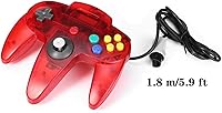 Vista 4 de ZeroStory Classic N64 Controller, Wired N64 Controller Upgraded Joystick for N64 Video Game Console (Transparent Red and Transparent Purple)
