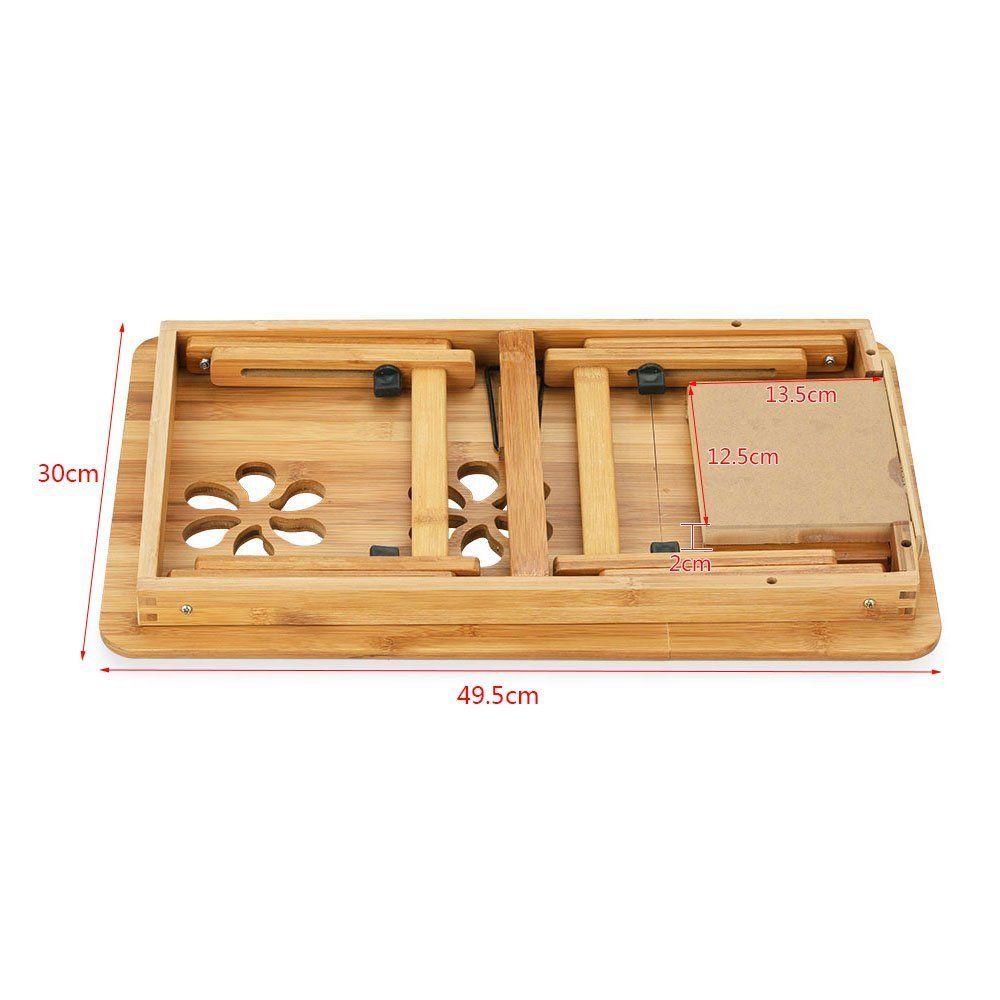 Table De Lit Pliable En Bambou Pour Ordinateur Portable | Avec Tiroir, Réglable, Idéale Pour Canapé, Lit