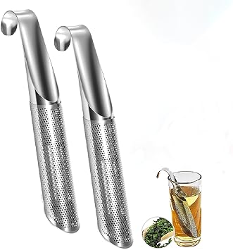 Tea Strainers for Loose Tea, Upgrade Stainless Steel Tea Diffuser Extra Fine Mesh Tea Infusers for Loose Tea Stainless Steel Tea Infuser Mesh Strainer with Large Capacity for Loose Tea Coffee 2Pack