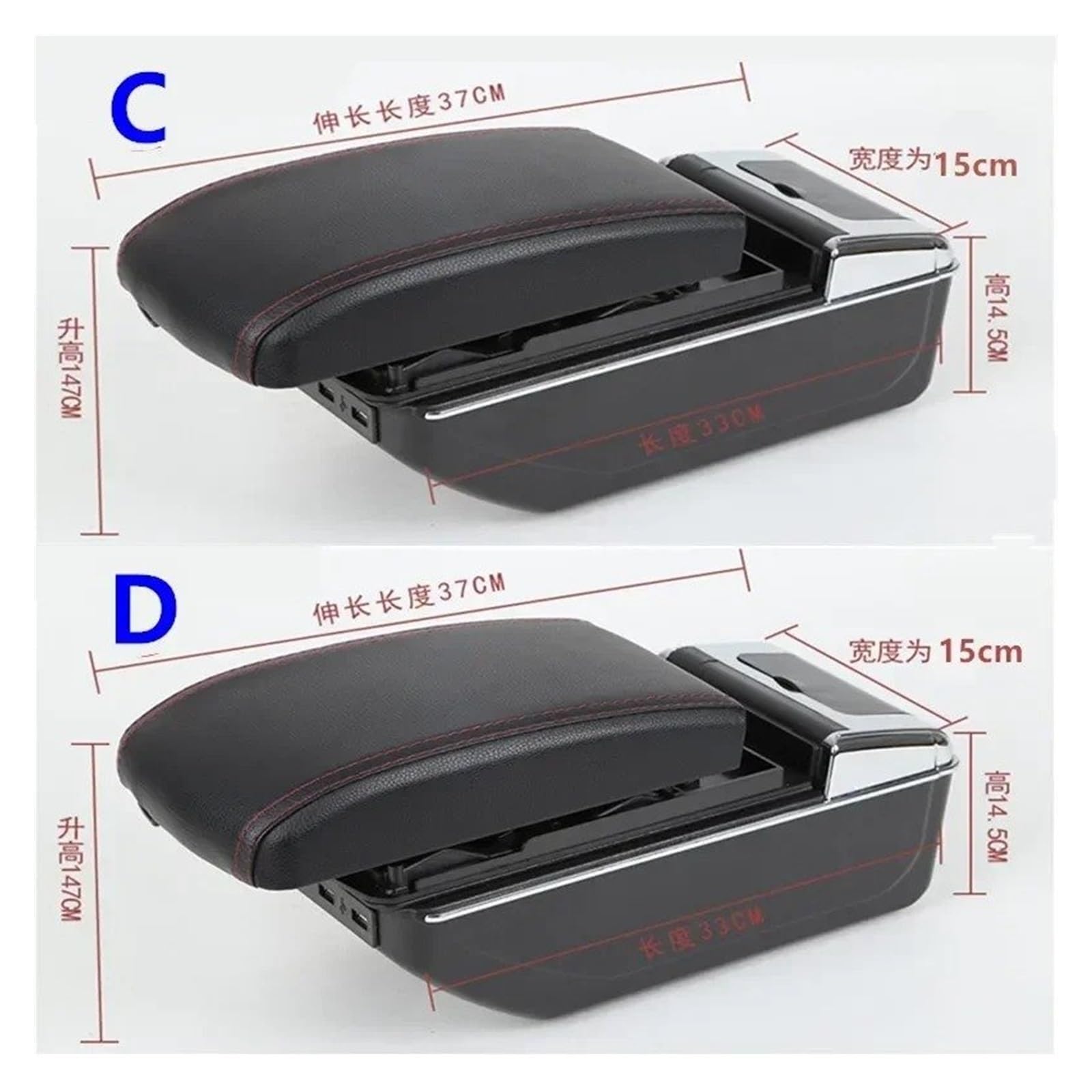Braccioli Auto Per MG Per MG3 2025 2026 Auto Bracciolo Box Centrale Scatola Di Immagazzinaggio Interni Retrofit Accessori Bracciolo Centrale(C white line 7USB)