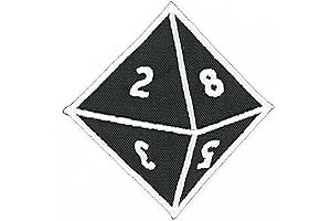 8-Sided Black Dice Embroidered Iron-On/Sew-On Patch