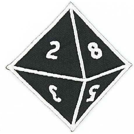 8-Sided Black Dice Embroidered Iron-On/Sew-On Patch