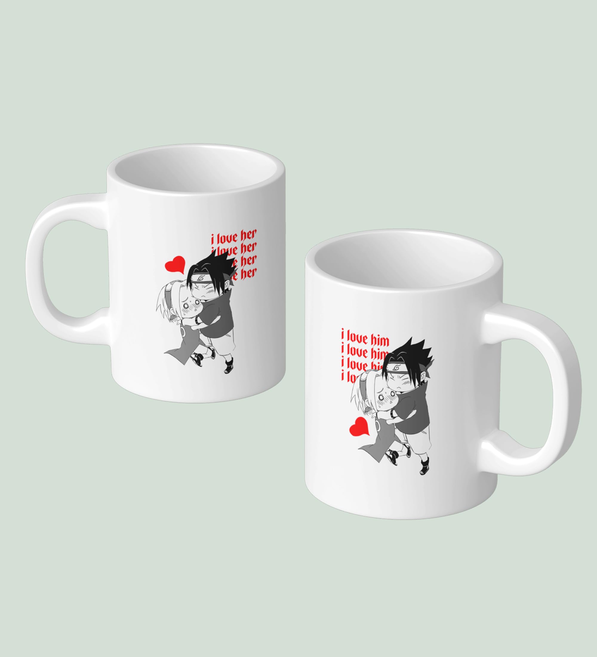 Yellow Orrange I Love Her/I Love Him 250ml Ceramic Coffee Mugs Printed for Couples 3