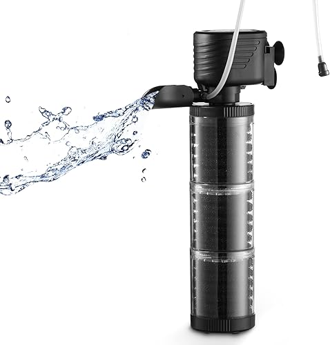 SainSmart XpertMatic - Filtro de acuario de 3 etapas de 475 GPH para tanque de peces de hasta 120 galones, estilo moderno, material ABS negro,