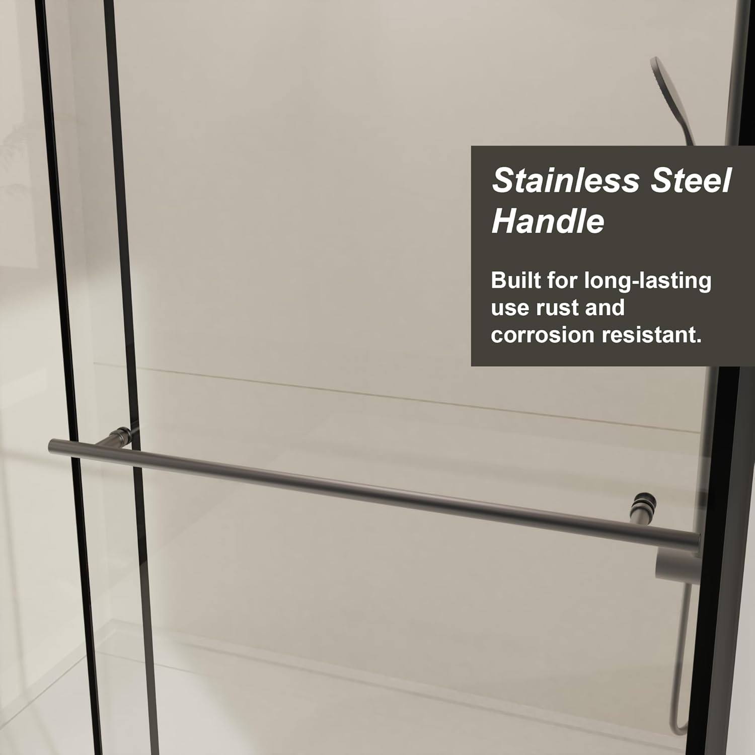 KEIKI Frameless Shower Sliding Door, 30-60" W x 72" H 1/4" Tempered Glass, Stainless Steel Handle & Supporting Bar, Dual Usage with Walk-in Function, Leak-Free Design – Matt Black
