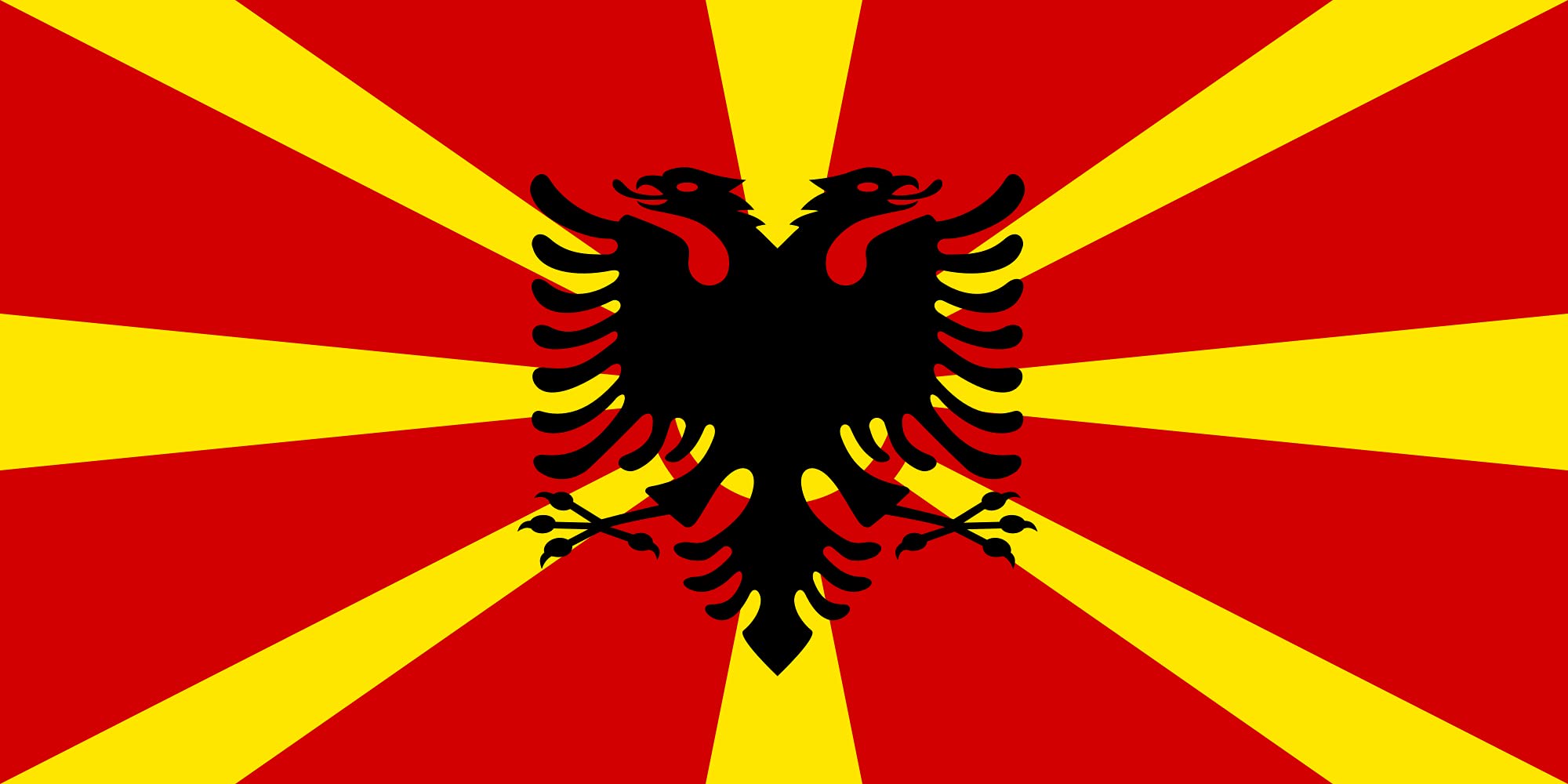 Drapeau des Albanais de Macédoine du Nord avec œillets métalliques et finitions soignées