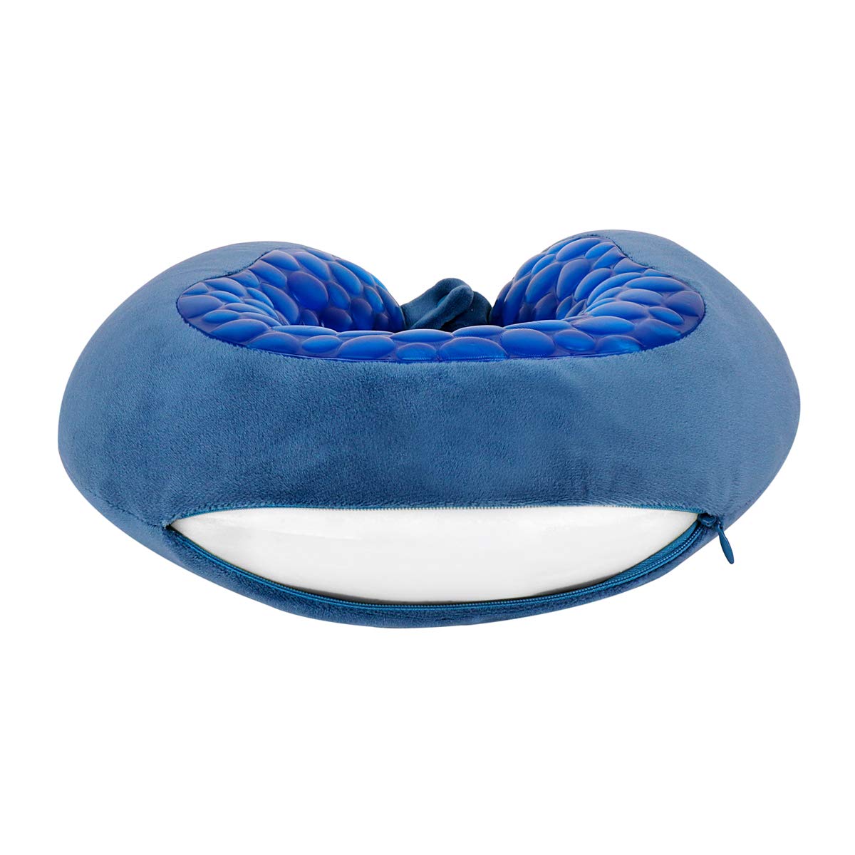 VIAGGI Silicone Cooling Gel U Shaped Memory Foam Travel Neck Pillow - Blue 2