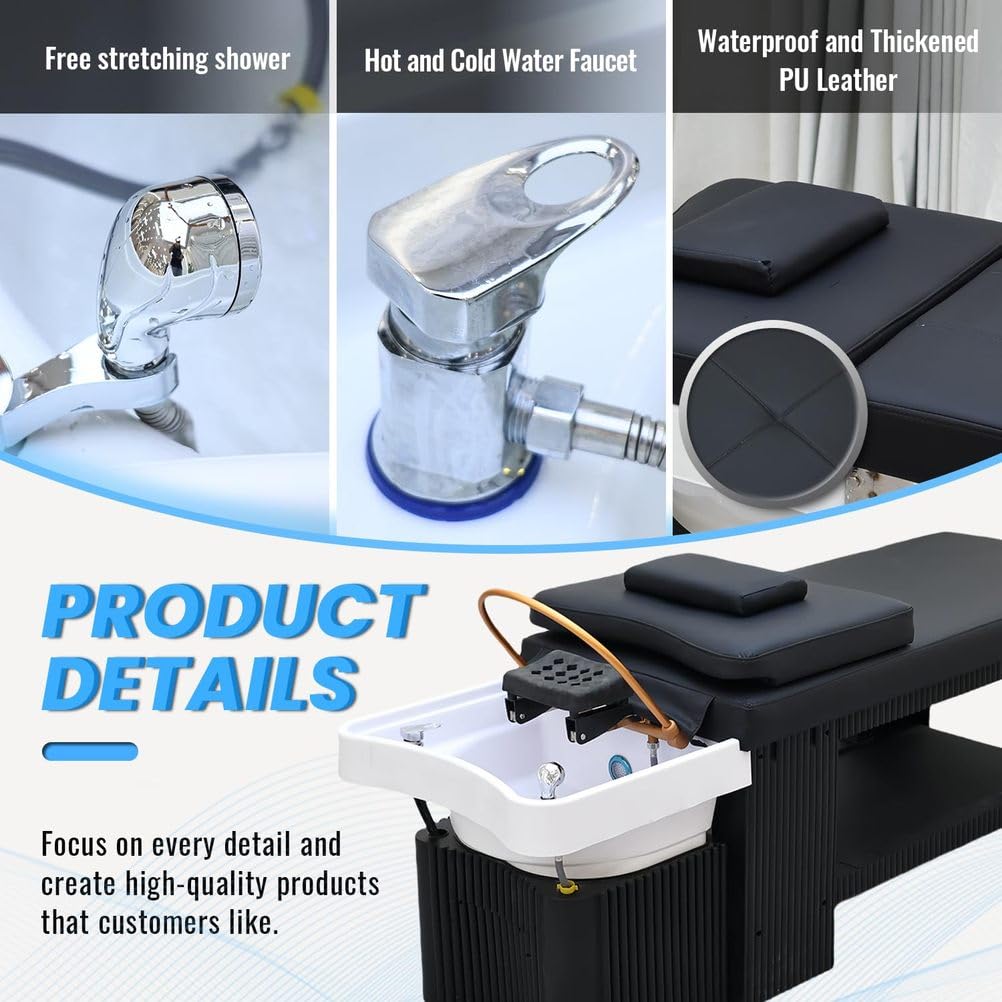 Professional Head Spa Szampon łóżko, wodospad, system spa z umywalką do kąpieli stóp i fumigacją, japoński stół do masażu do spa, salonu piękności, fryzjera