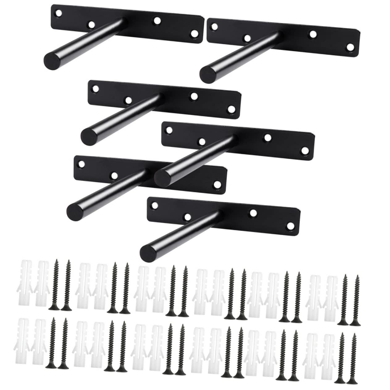 6 Pezzi Reggimensola Invisibile Nero 15cm Supporto per Mensole Galleggianti