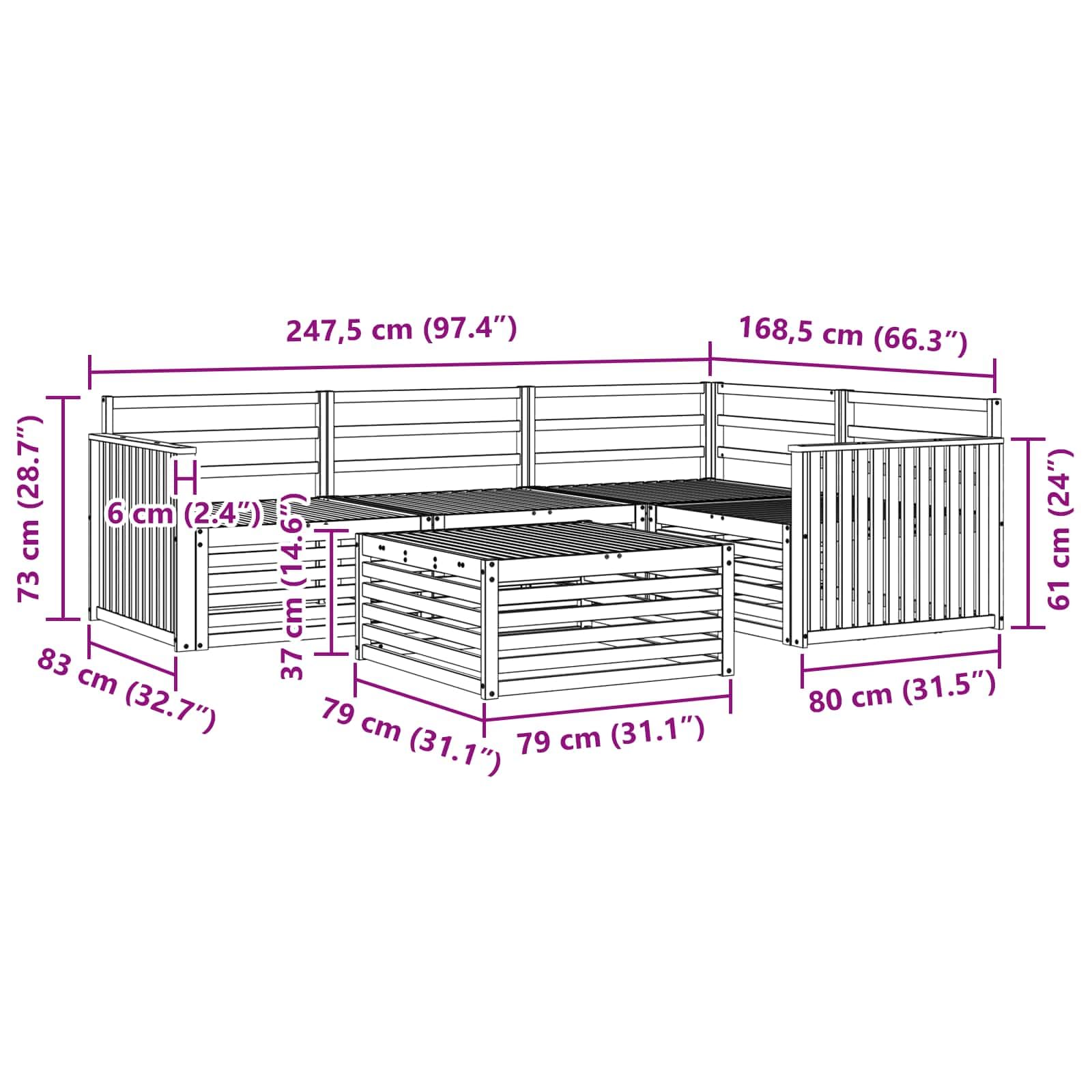 Ensemble de Canapés d Extérieur 5 Pièces Naturel en Acacia Massif Modulable Lounge Salon de Jardin avec Accoudoirs Résistant aux Intempéries pour Terrasse Patio Confortable et Facile à Entretenir