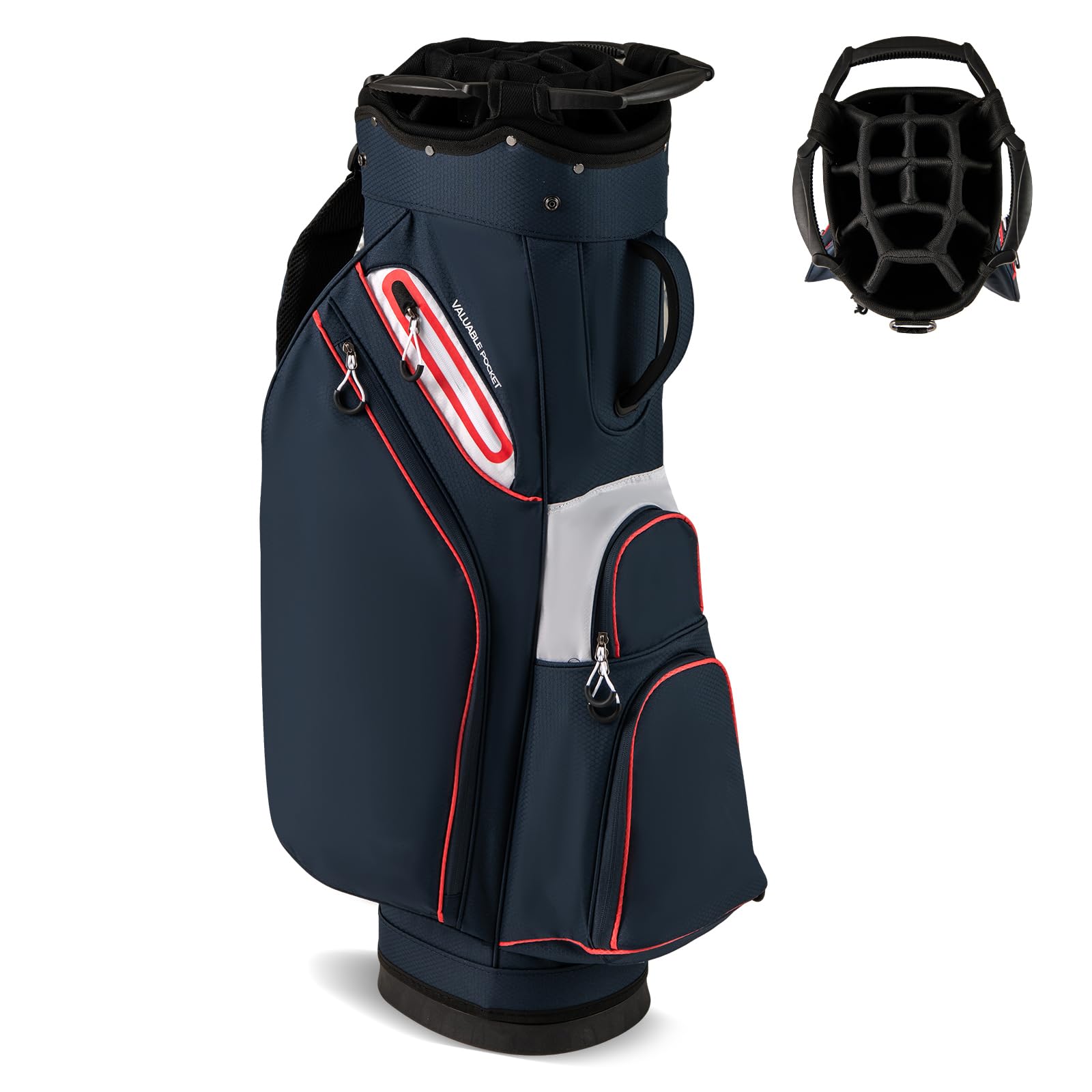 GYMAX Bolsa de Golf con 14 Divisores, Portátil para Organizar Palos con Funda Impermeable, 6 Bolsillos con Cremallera, Porta Toallas, Porta Guantes Paraguas