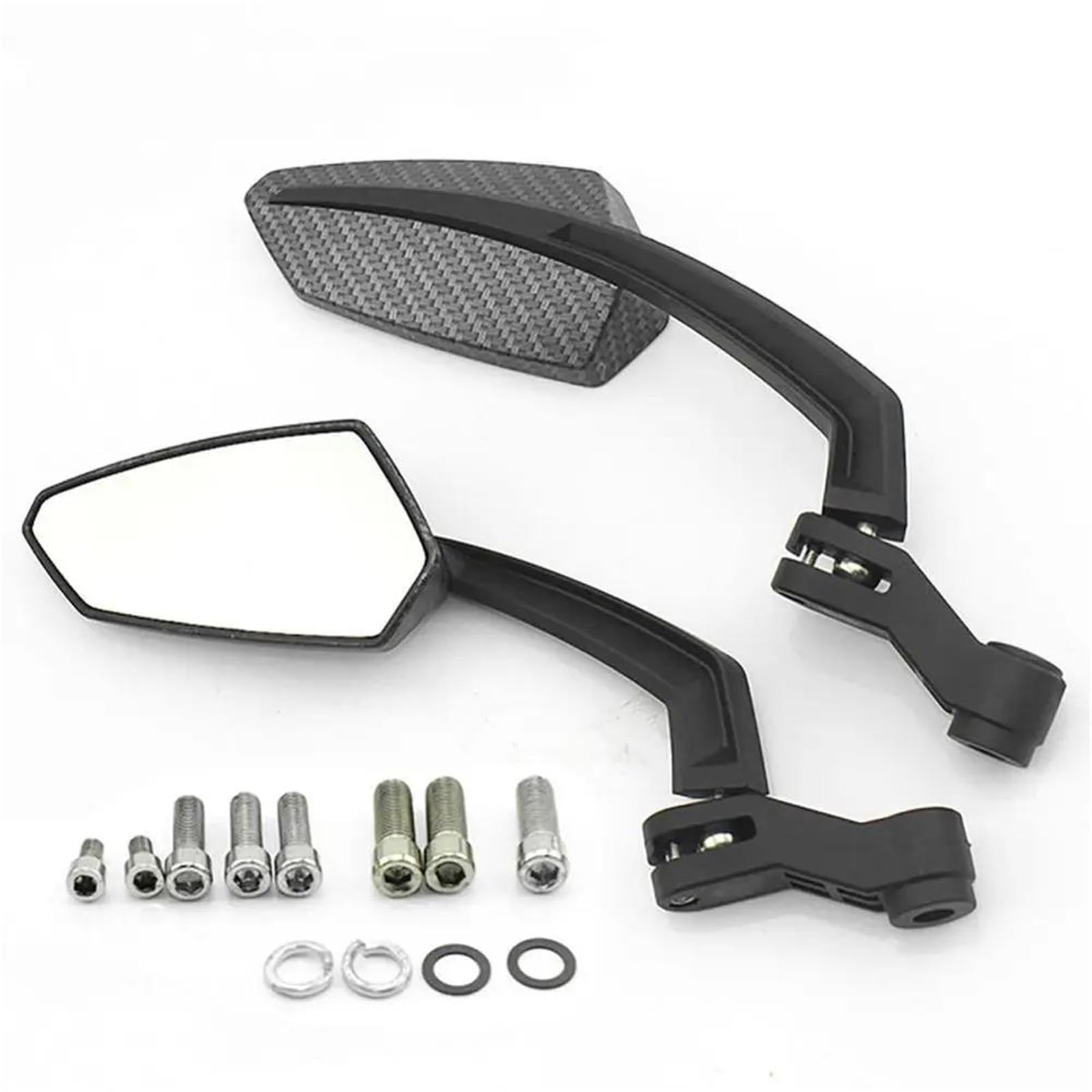 Universal Motorrad Rückspiegel Seitenspiegel Für Roller Zubehör Spiegel ansehen(Carbon fiber)