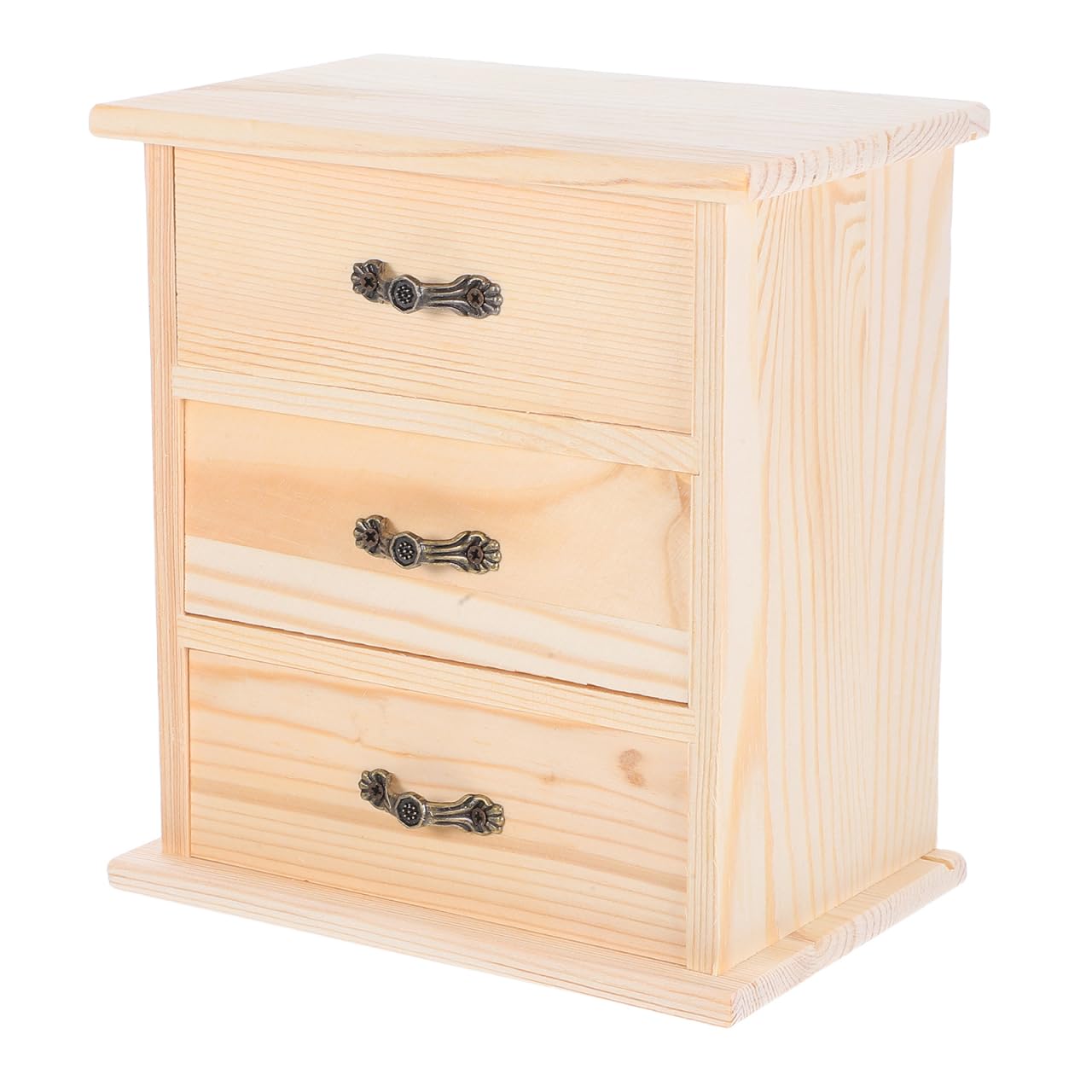 3 Drawer Wooden Desk Organizer, Vintage Apothecary Cabinet Style Storage Box - Rustic Library Card Catalog for Office Desktop, Stationery, Craft & Sewing Supplies, 6.9" x 4.1" x 6.9"