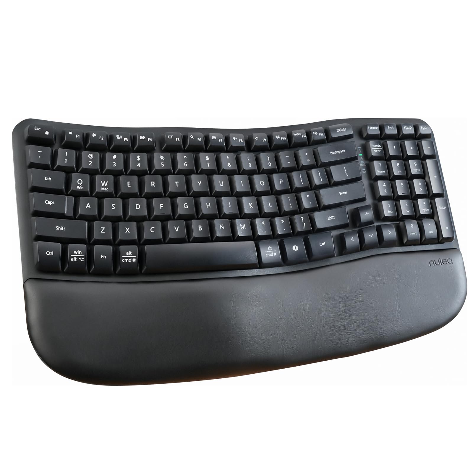 Photo 1 of Nulea RT08 Wave Keys Wireless Ergonomic Keyboard with Cushioned Palm Rest, 2.4GHz Ergo Cordless USB Computer Keyboard, Comfortable Natural Typing, for Laptop, Mac, Windows Black