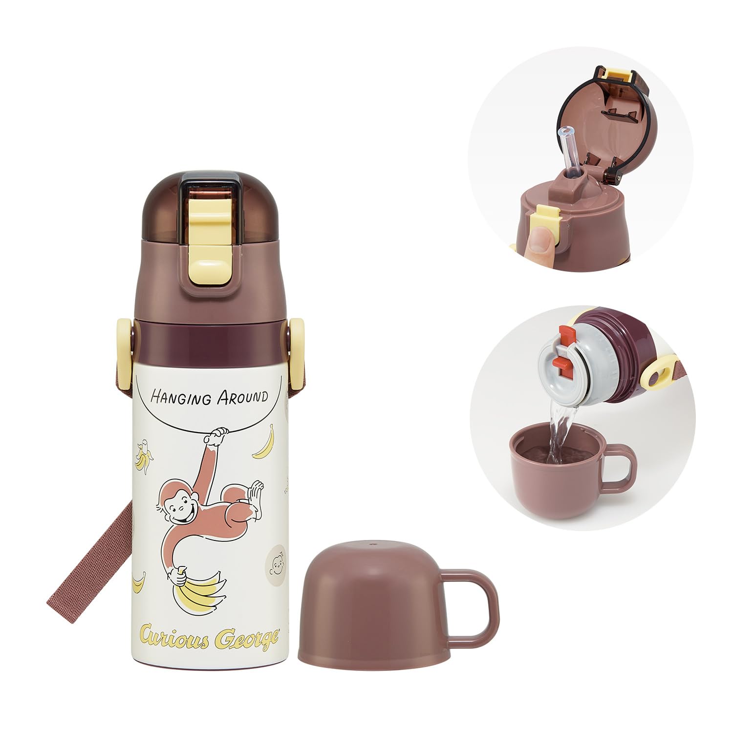 Skater Curious George 2-Way Bottle, 400ml