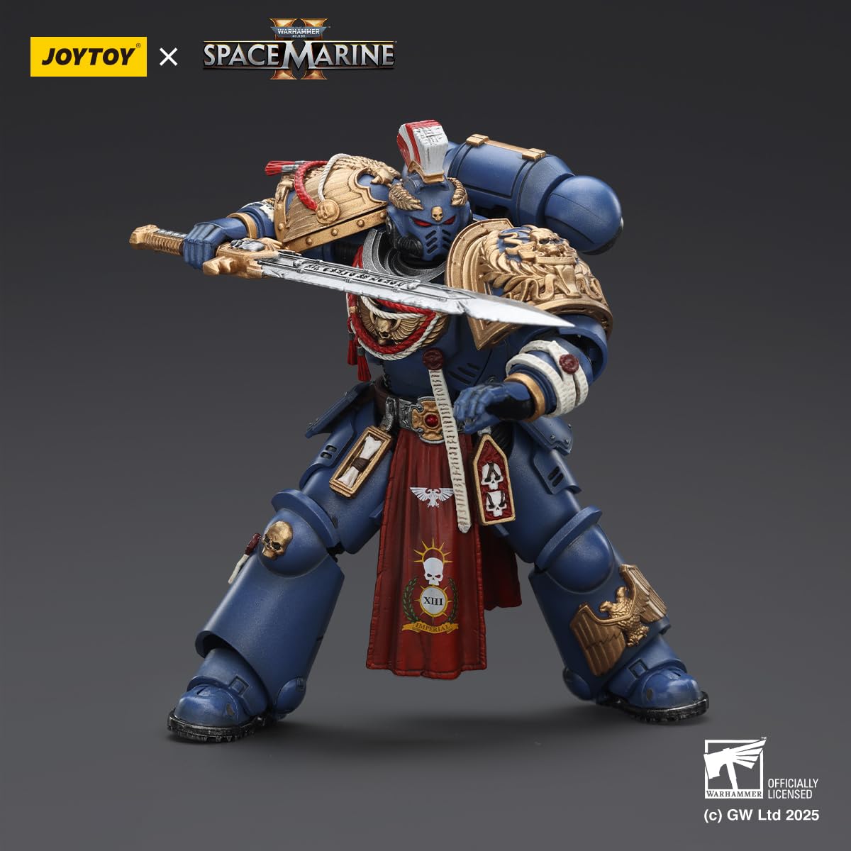 TOYVERSE JOYTOY 1/18 Figura de acción Warhammer 40.000, Space Marine 2, Ultramarines Relic Primus Armour con pistola de plasma y hoja de combate, articulación móvil, modelo de personaje de 15 años y