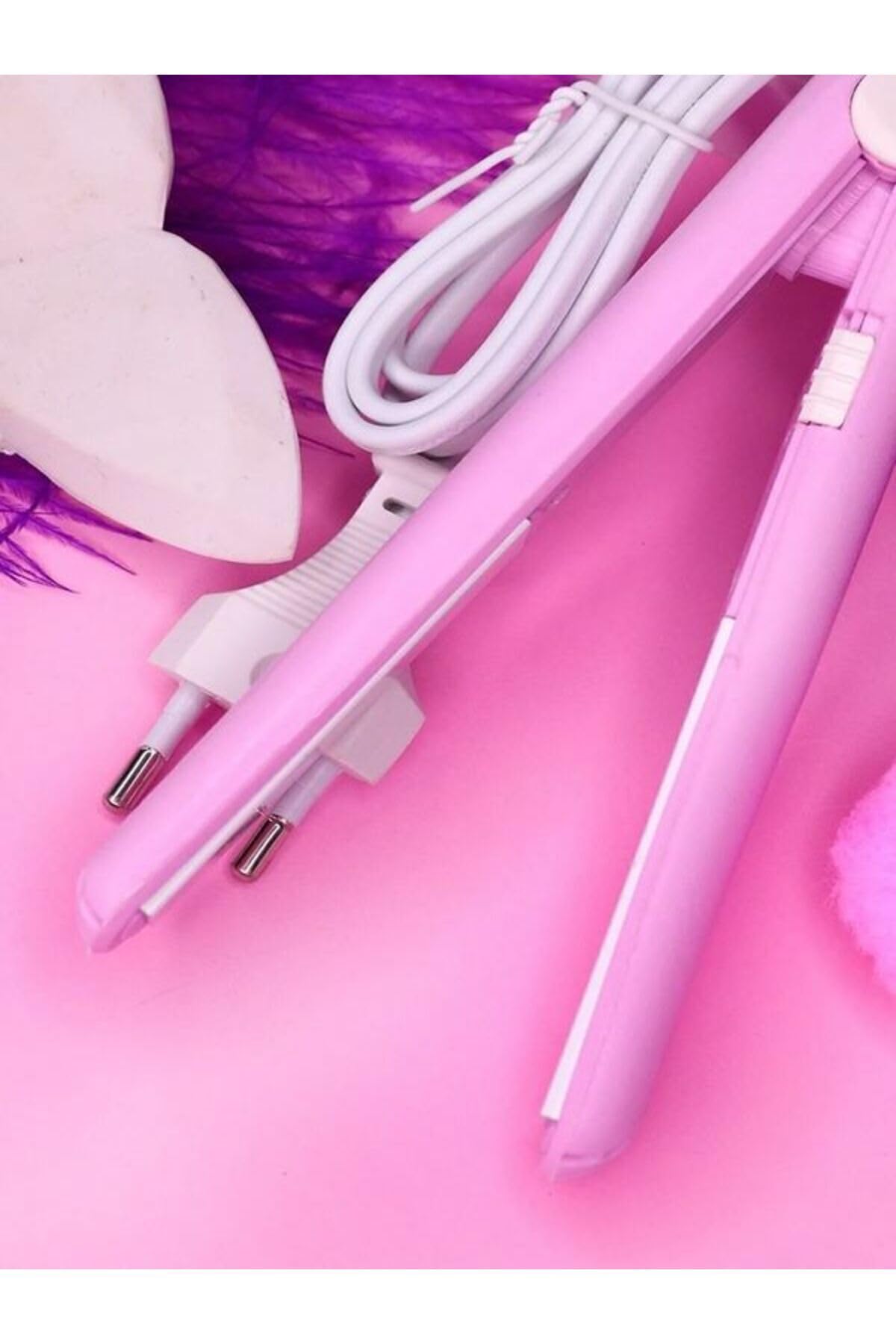 esareticaret Seyahat Tipi Mini Saç Maşası, Bukle Yapıcı, Seramik Plakalı, Pembe