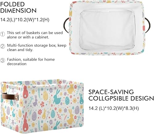 Miniatura 3 de Cesta de almacenamiento de huevos para el día de Pascua con diseño de conejito de tela cestas de lavandería de tela para conejo flores de Pascua