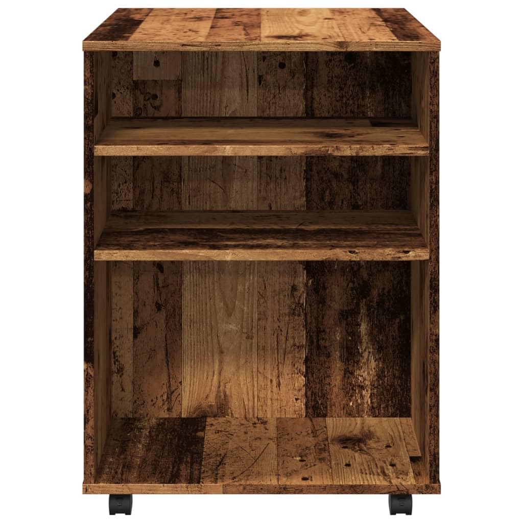 Brokky Armadietto con Ruote Legno Antico 60x53x72cm in Truciolato-Carrello Porta Stampante,Mobiletto con Ruote,Supporto per Stampante in Legno,Classificatore per Documenti per Studio,Ufficio