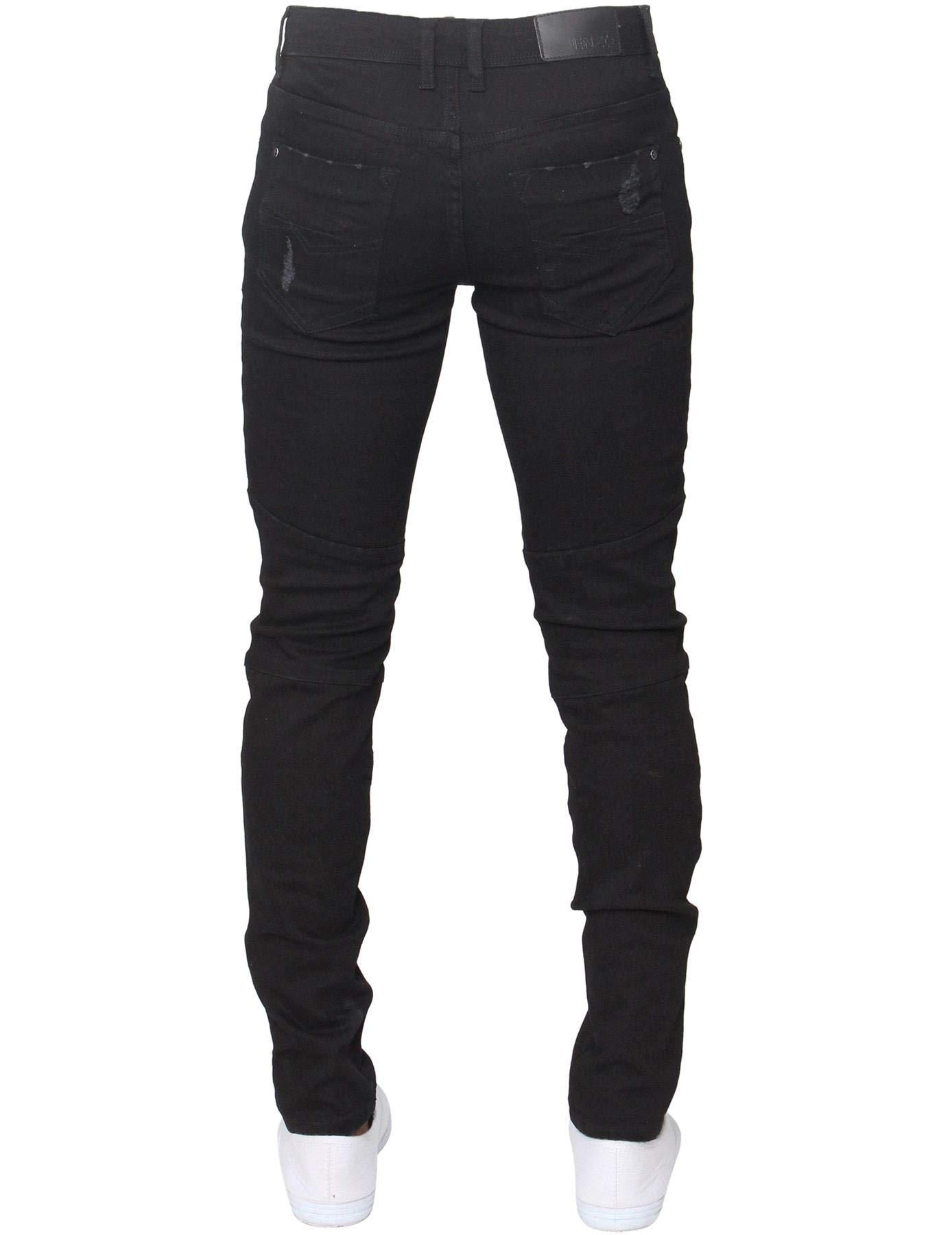 Enzo Herren-Jeans, super Enge Passform, Stretch, zerrissene Biker-Denim-Hose, alle Taillenbeine