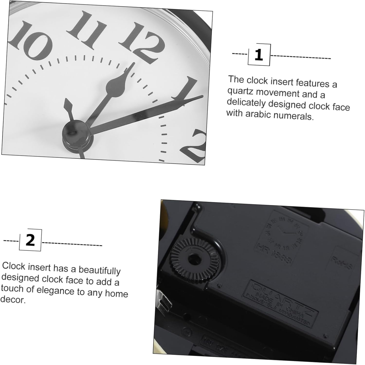 NUOBESTY 5pcs Arabic Numeral Clock Insert Replacement Quartz Movement Clock Kit Elegant Design Numerals for Home Decor