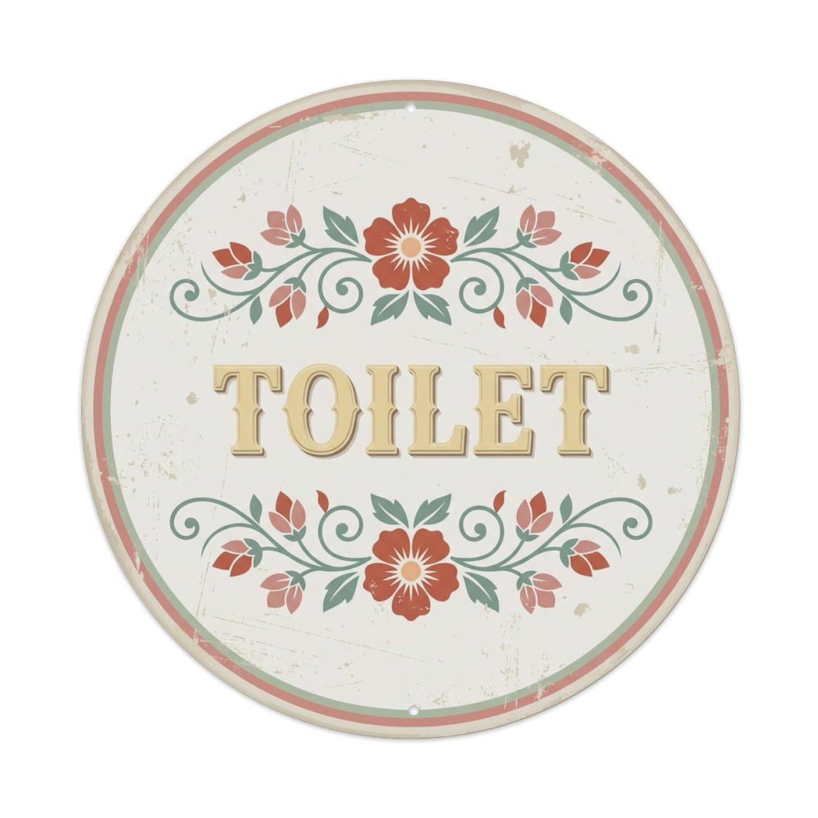 Okahys 8X8inch(20X20cm) Toilet(Wc) Signage Peach Blossom Vintage Metal Tin Sign