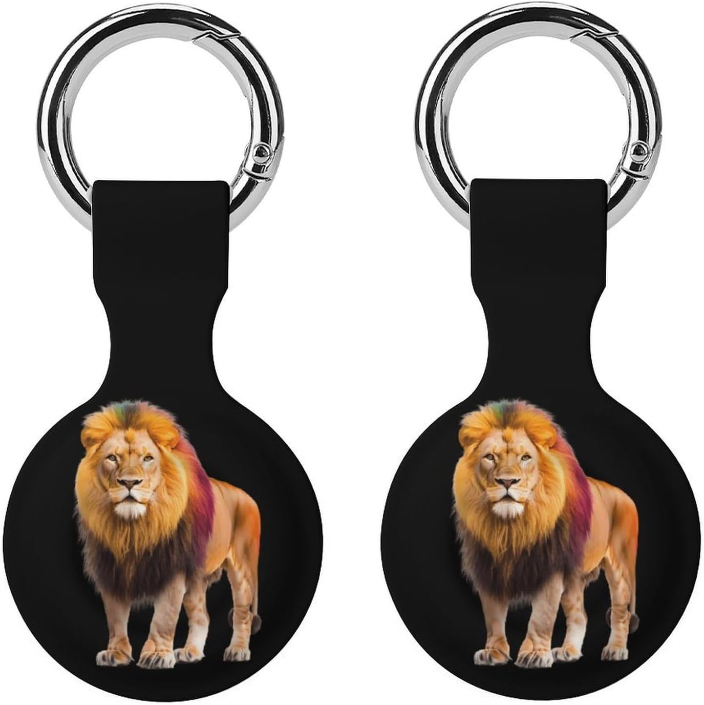 Rainbow Lion Male Funny Cover Compatible with AirTag Case Protector GPS Tracker Holder with Keychain