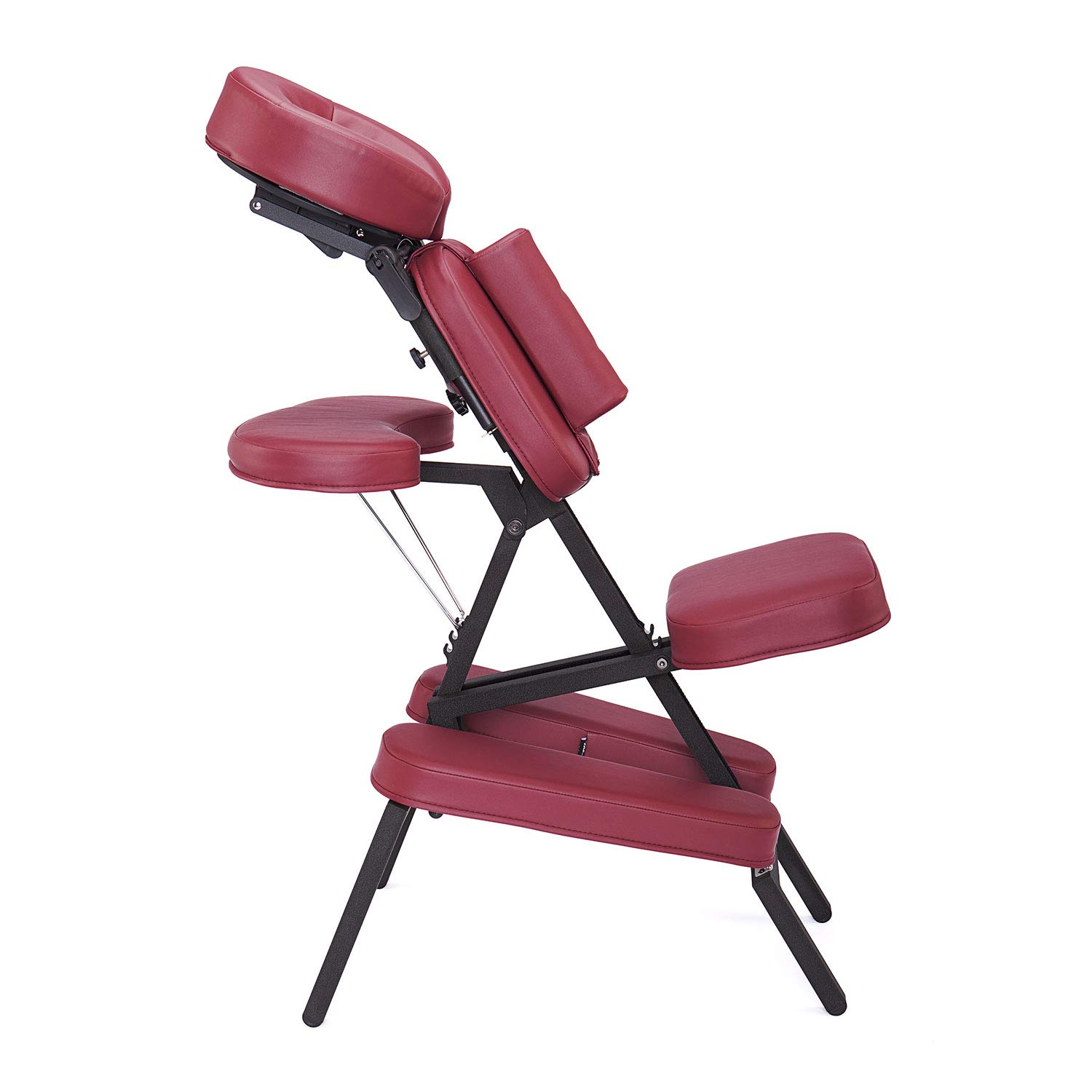 WellTouch VITAL Massagestuhl, klappbar, Burgund, Stuhl für Mobile Massage und Shiatsu, inklusive rollbarer Tragetasche