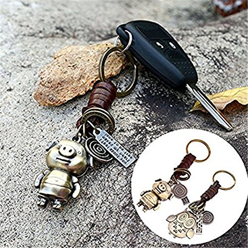 Hacoly Vintage Pig Keychain Weave intrecciato in