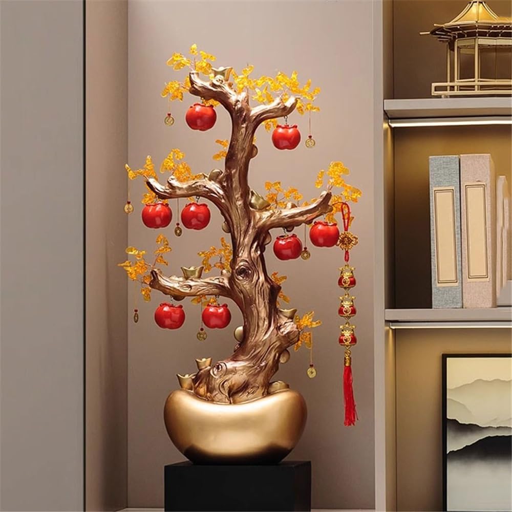 Ornament Salon Kryształowe Drzewo Fortuna, Persimmon Cytryn Dekoracje Podłogowe, Duże Dekoracje Przeprowadzkowe Ocieplenie Drzewo Pieniądze