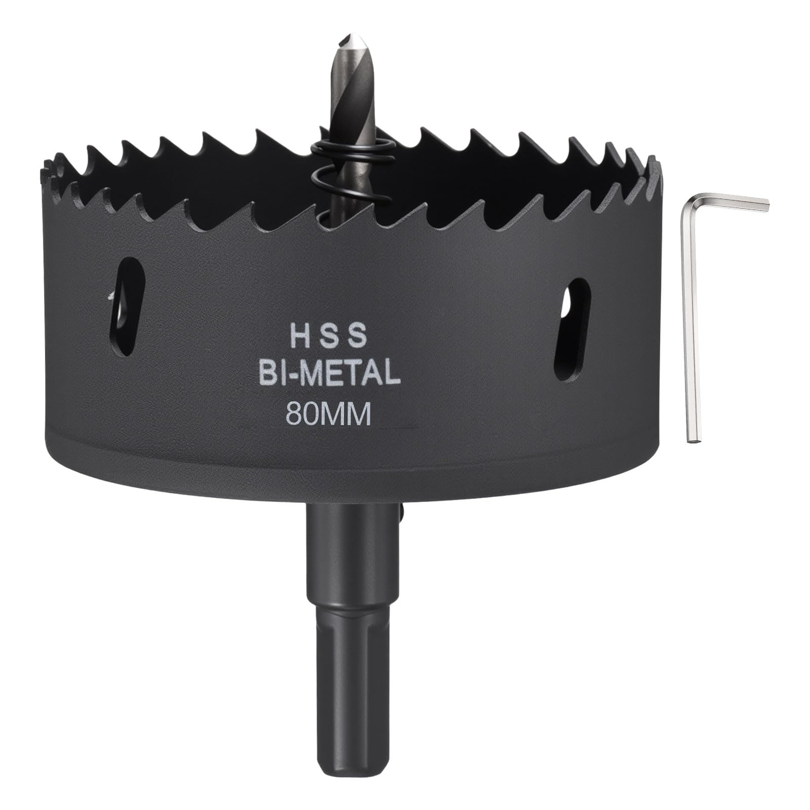 CoCud 3-5/32"(80mm) Hole Saw, M42 Bi-Metal Hex Shank Hole Cutters Drill Bit with Spring - Cutting Tool for Thick Metal Board Alloy Steel Plate. Black