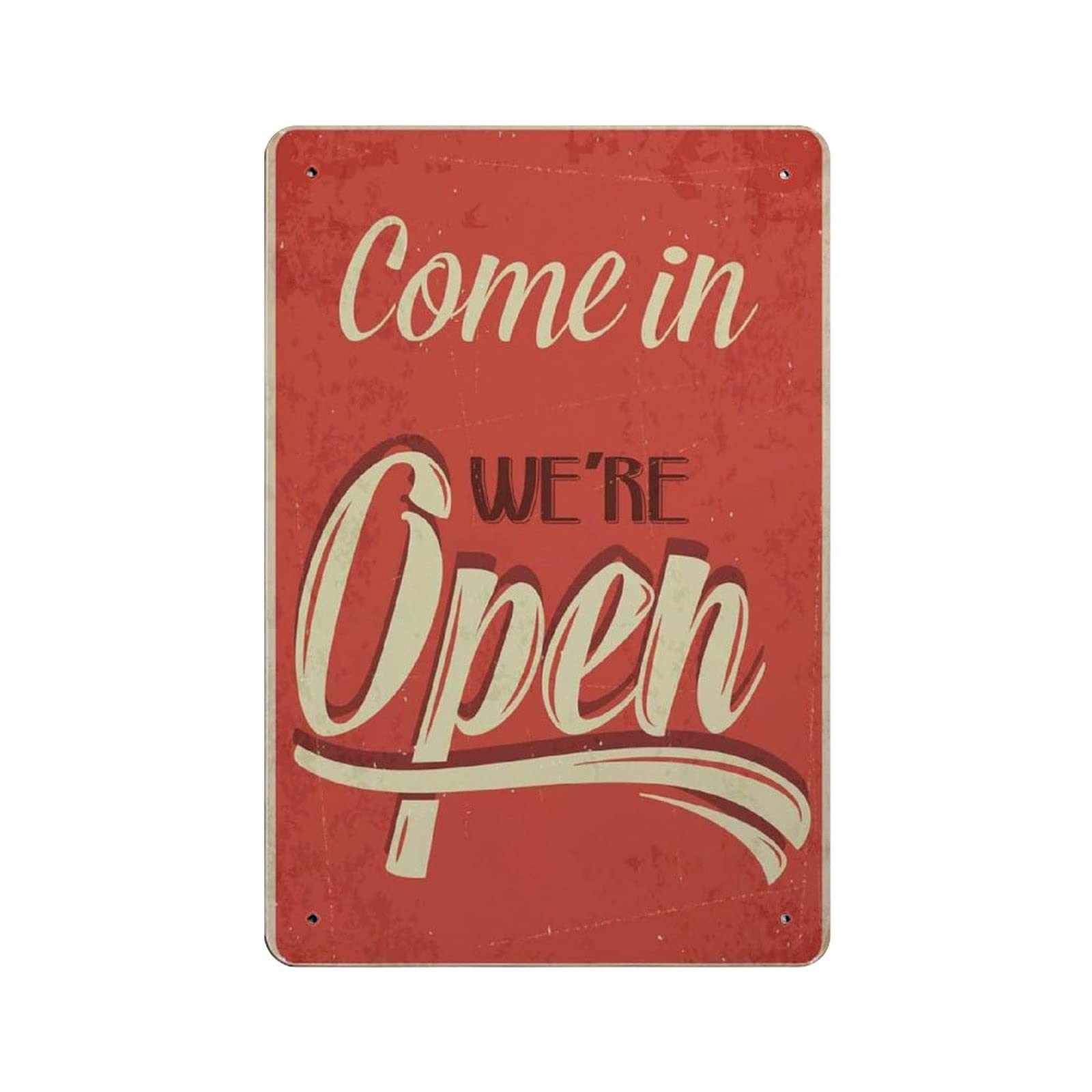 rayprint Come in We Are Open Retro Metal Sign Wall Decor Art Iron Printing Metal Poster Home Bar Cafe Club Garden Farm Decor 12x8in (30x20cm)