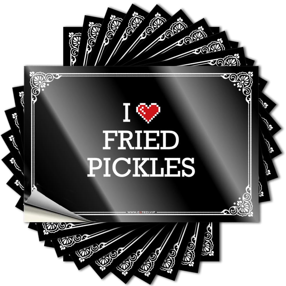Tattoos Hot Cocoa Bar Decor Custom Stickers, Hat Waterproof I Love Fried Pickles for Hydro Flask | Metal Vinyl Decals for Indoor Holiday Gift(8X12CM)