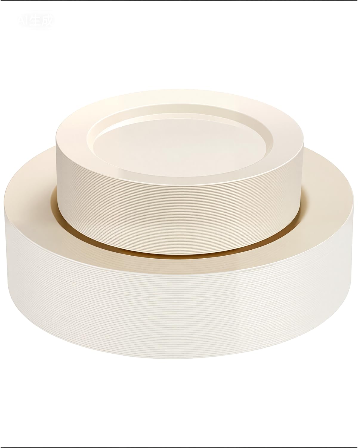 Goodluck 120 PCS Ivory Plastic Plates, Heavy Duty Disposable Ivory Plates with 60 10.25 inch Dinner Plates and 60 7.5 inch Dessert Plates for Party, Holiday, Wedding