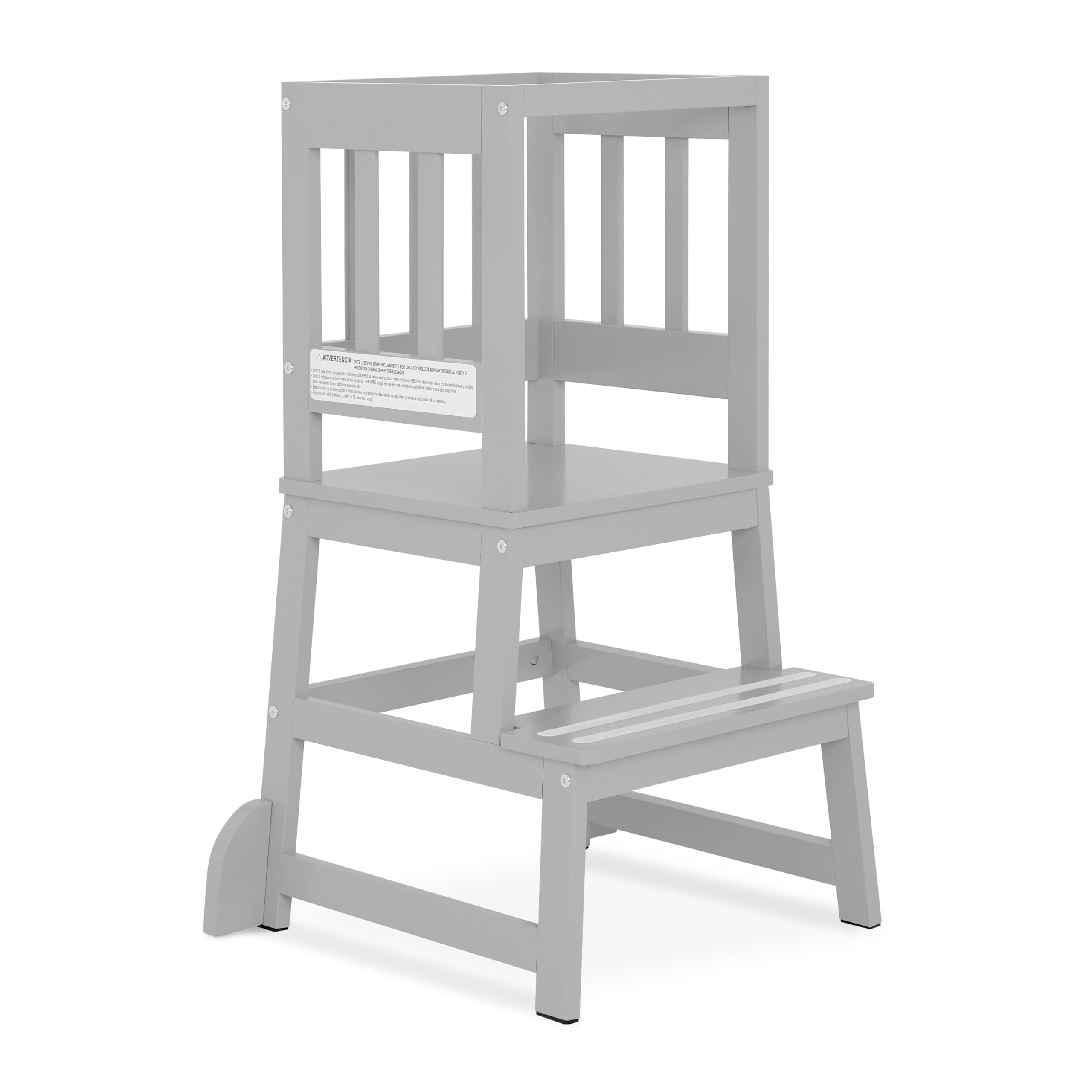Dream On Me2-in-1 Funtastic Tower and Step Stool, Easy to Assemble, Multi-Purpose Stool with Non-Toxic Paint Finish, Made of Solid Pinewood, Cool Grey