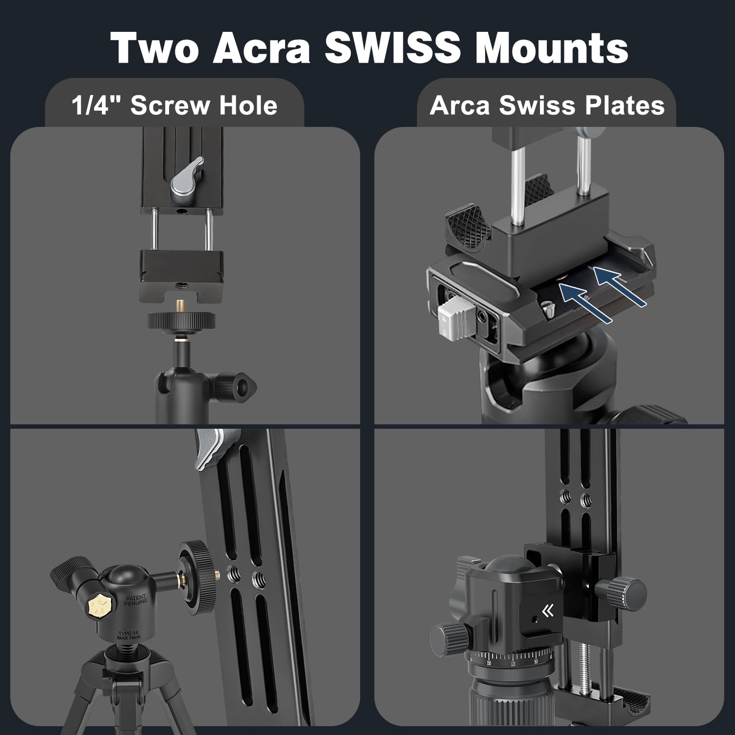 FANAUE Support en métal pour montage sur trépied iPad avec adaptateur à rotule de 2,5 cm - Support rotatif à 360° - S'adapte à votre pare-brise, tableau de bord de véhicule commercial