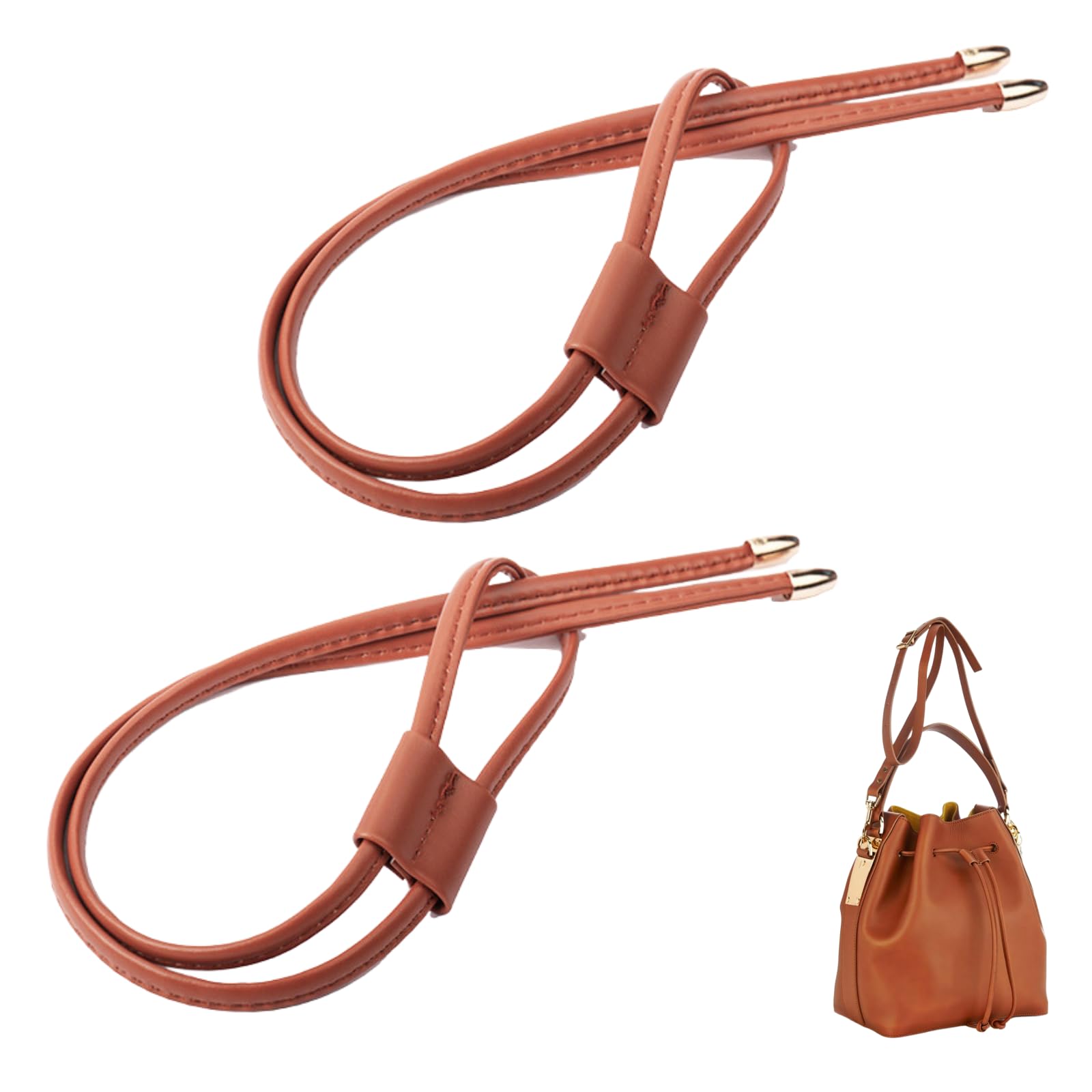 2 PCS Leather Drawstring, Brown Bag Drawstring Pull String Purse Strap for Bucket Bags Purses Backpacks-image-8
