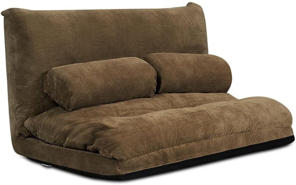 Floor Sofa Bed 6-Position Adjustable Sleeper Lounge Couch with 2 Pillows(E)