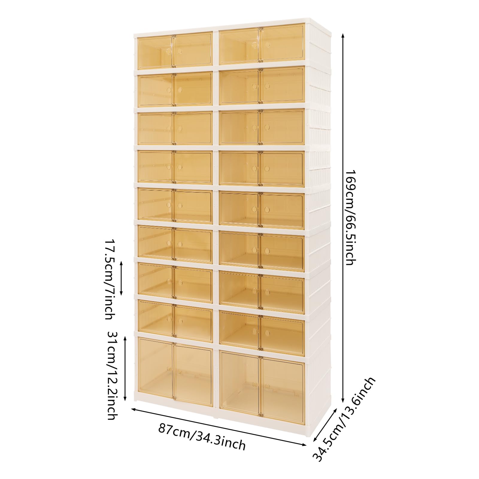 Scarpiera pieghevole a 9 livelli, 36 paia di scarpe, in plastica, pieghevole, per soggiorno, camera da letto, verande, 87 x 34,5 x 169 cm