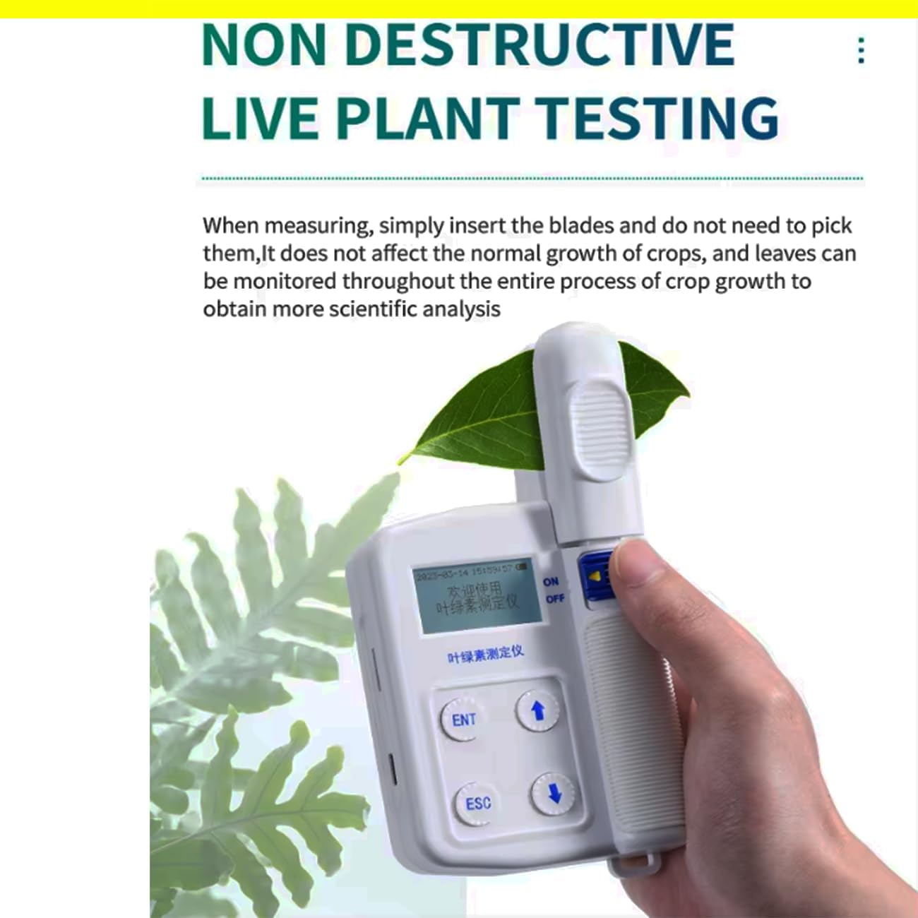 Digital Plant Chlorophyll Content Meter Unit SPAD Plant Greenness Level For Measuring Instantly Relative Chlorophyll Content with Measuring Range 0.0 to 99.9 SPAD 2GB SD Card Data Storage