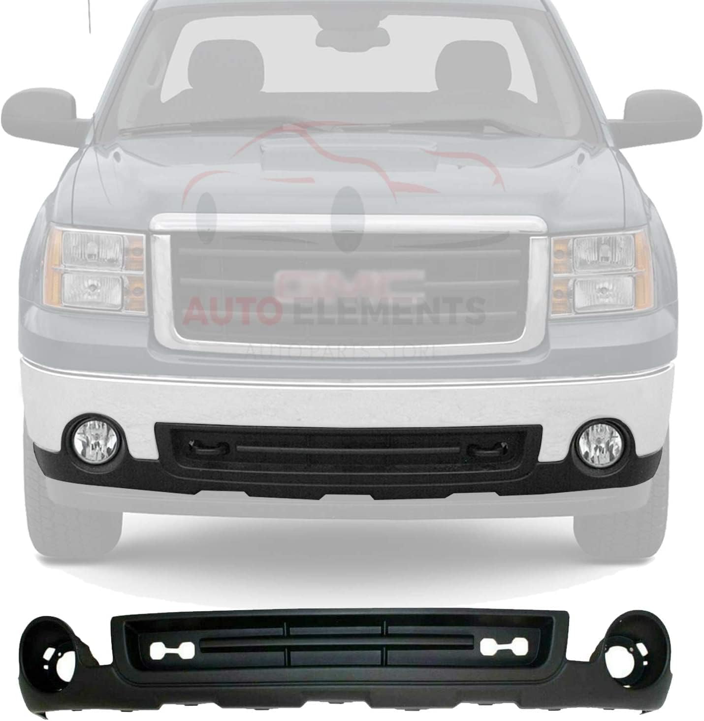 Front Bumper Lower Valance Air Deflector Textured Black For 2007-2013 GMC Sierra 1500 Direct Replacement 15131299